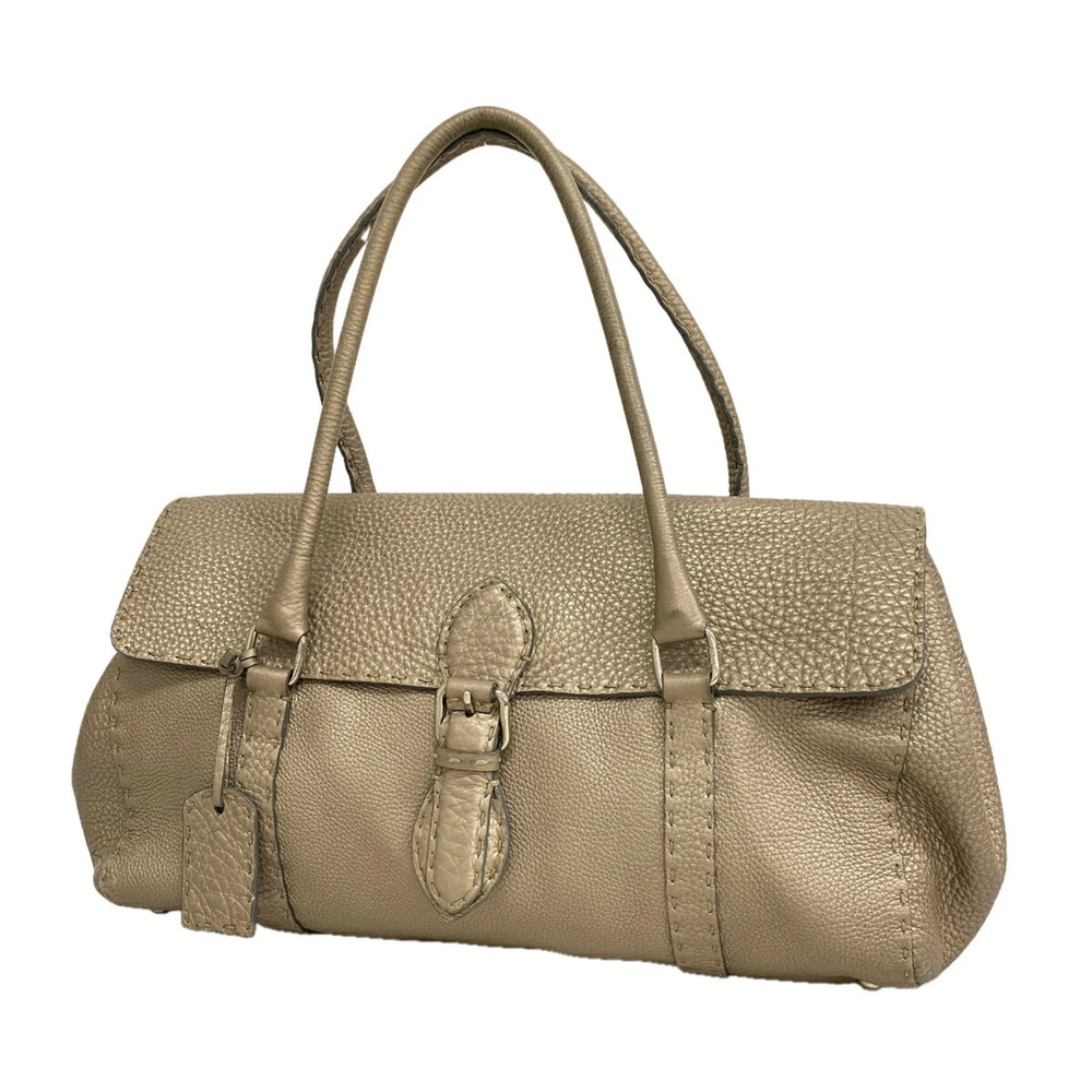 Fendi Selleria Leather Tote Bag, Greige, Women's, P3550677